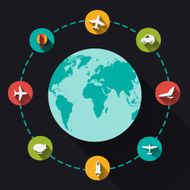 Paper clipped sticker globe transport Set N2