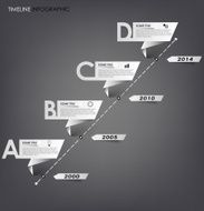 Time line info graphic white folded paper
