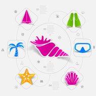 Set of summer tourism icons N344