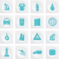 Fuel Oil Industry Round Icon Set Aqua