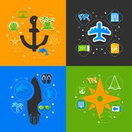 Set of summer tourism icons N385