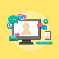 flat design concept of social media