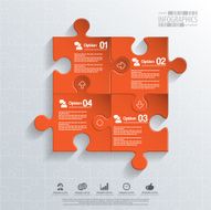 Abstract 3D puzzle infographic N23