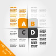 orange infographic four rounded squares in middle