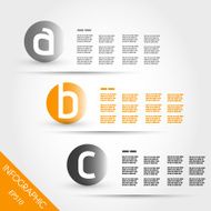 orange three small infographic letters in rings
