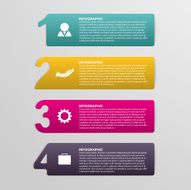 Creative colorful numbered infographic in the form of ribbons N3