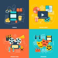 Cinema flat icons composition
