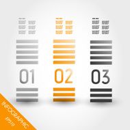 three orange striped infographic columns