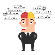 businessman with left and right brain functions icon