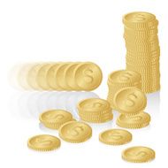 Stack of Shiny Gold Dollar Coins