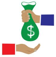 Bag of money in a hand