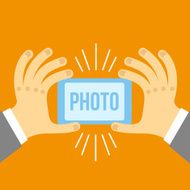 Vector mobile phone and hand in flat style