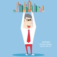 Concept with Business cartoon people work Cityscape
