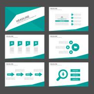 Green presentation template Infographic elements flat design set