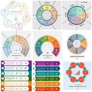 Set 9 templates Infographics cyclic processes six positions