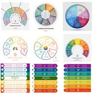 Set 9 templates Infographics cyclic processes on seven positions