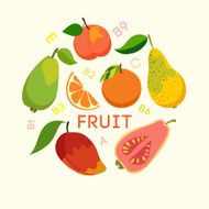 Healthy food fruits cellulose vitamins Vector illustration