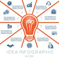 Light bulb infographics template on ten positions