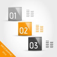 three orange striped infographic squares with numbers