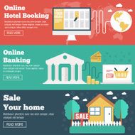 social business travel online banking parking and sale house banners