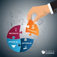 Businessman collect puzzle infographic