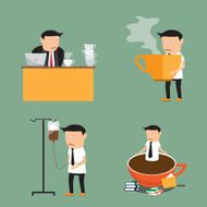 coffee addiction elements businessman need more coffee vector