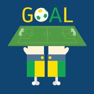 Hands holding Soccer field vector illustration