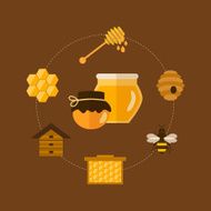 Flat design vector concept illustration with icons of products bee N6
