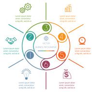Multi-coloured ring Infographic six positions