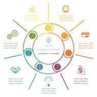 Multi-coloured ring Infographic seven positions