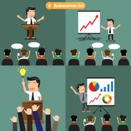 Businessman set businessman gives a presentation or seminar me