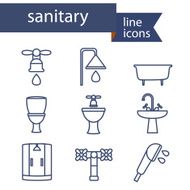 Set of line icons for DIY sanitary engineering