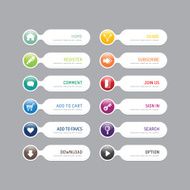 Modern banner button with social icon design options Vector N3