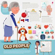 old people with graphic icons set - vector