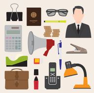 Flat icons office business collection set 1