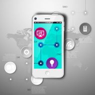 Dark abstract phone illustration timeline infographic template N2