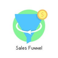 simple sales funnel in green circle with coin