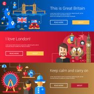 Set of flat design flyers and headers with Great Britain N2