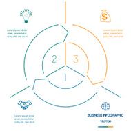 Infographic circle colourful lines three positions