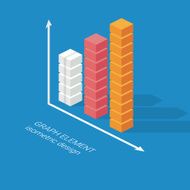 Infographics column graph element Isometric design chart Statistics icon for