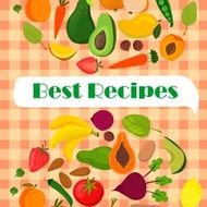 Recipe template vector design with fruits and vegetables banan