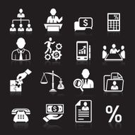 Business icons management and human resources white icons N4