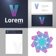 Design icon V element with Business card and paper template