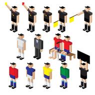 vector of football player referee and staff coach