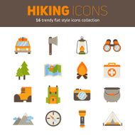 Set of hiking flat icons in modern style N2