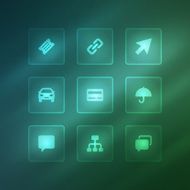 Business vector icons set light effect N2