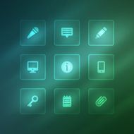 Business vector icons set light effect N8