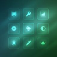 Business vector icons set light effect N10