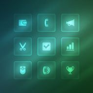 Business vector icons set light effect N14