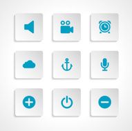 Modern vector icons set bend paper effect N4